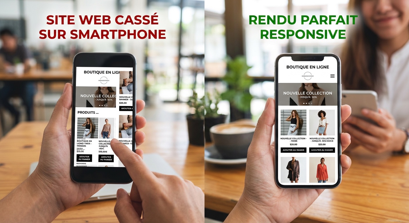 Site web cassé sur smartphone vs rendu parfait responsive